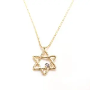 מגן דוד עם יהלום - זהב