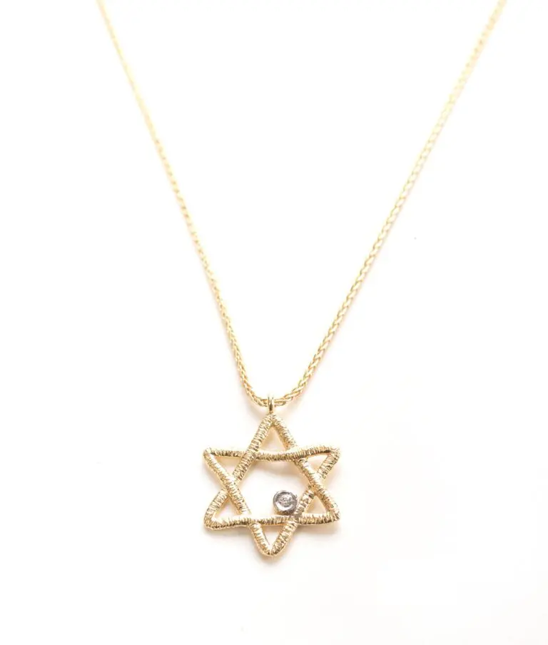 תליון מגן דוד עם יהלום ושרשרת - זהב