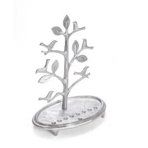 Wood and Silver Birds Hanukkiah