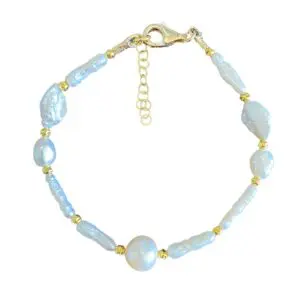 Gold Plated Bracelet with Pearl Beads