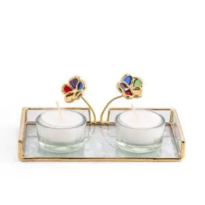 Glass and Gold Tealight Flower Candleholder- Selection of Models