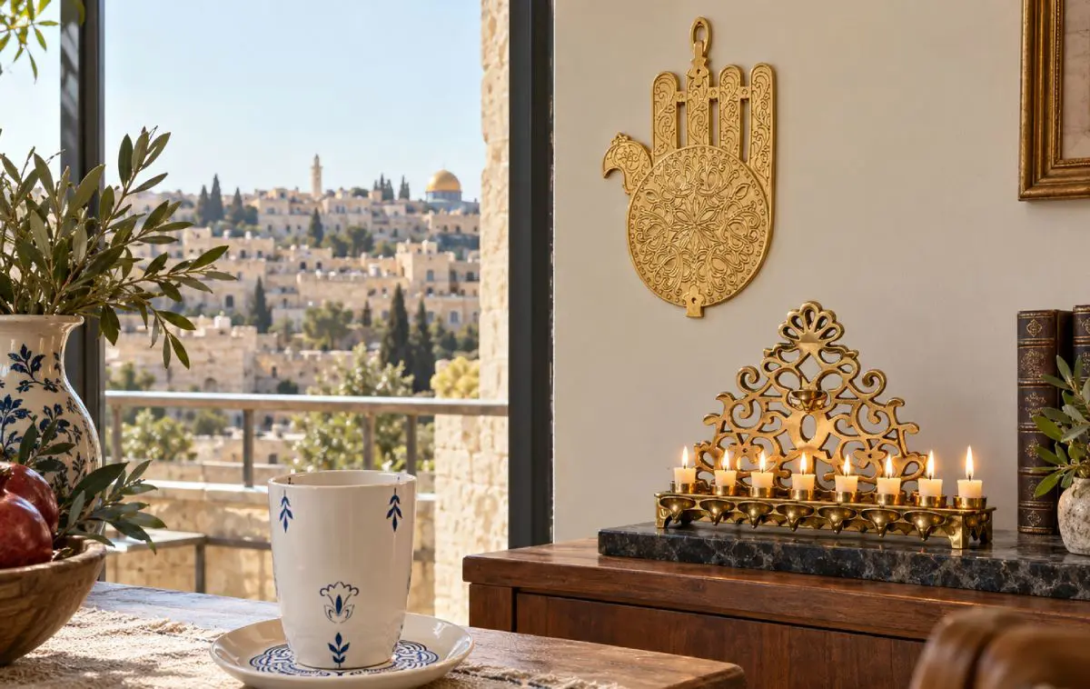 בית בירושלים עם פריטים מחנות מוזיאון ישראל ירושלים