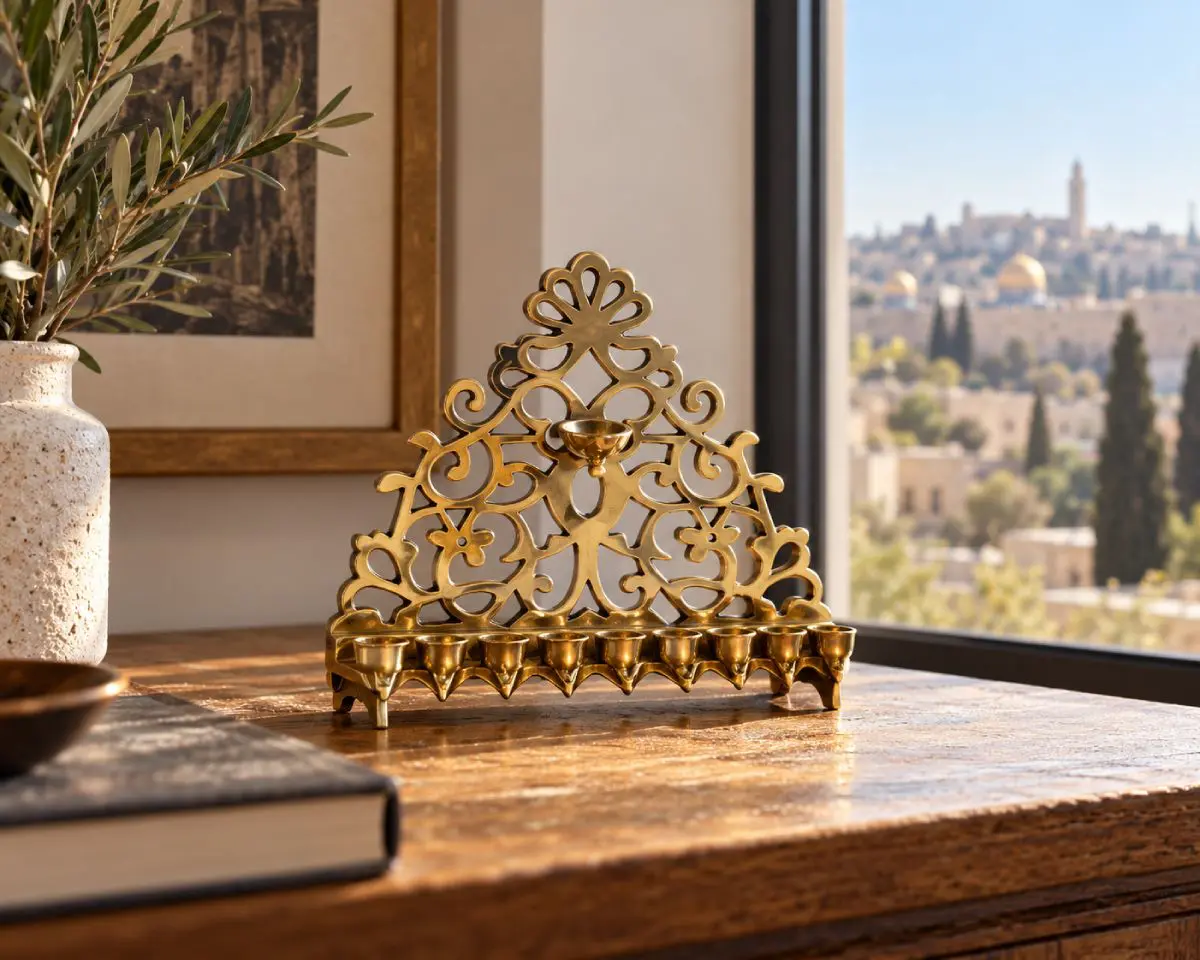 חנוכיית פליז יצוק
