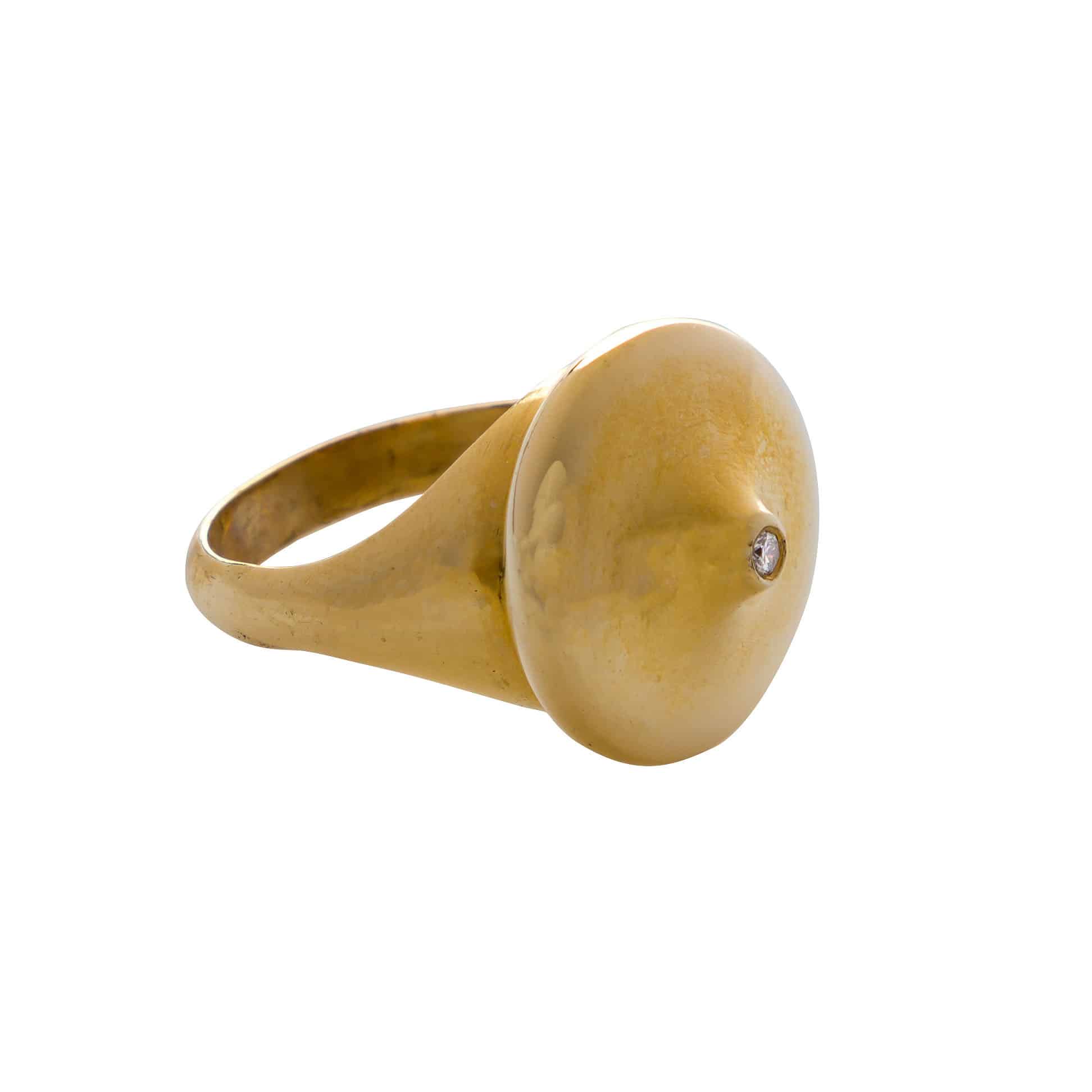 טבעת “היכל הספר”, זהב 14 קראט משובץ יהלום