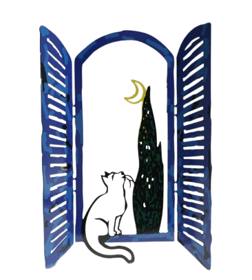 פסל חלון החתול הברוש והירח