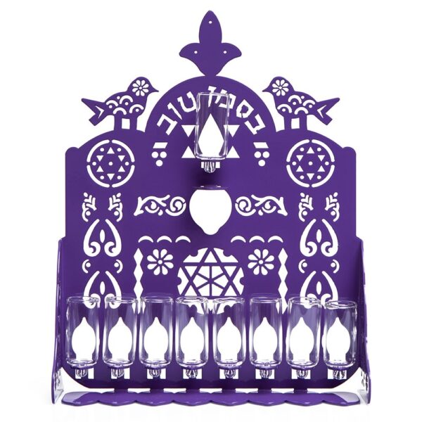 חנוכיית מזל טוב - סגול