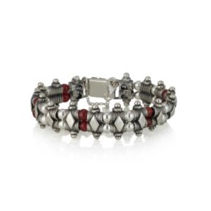 צמיד כסף עם חרוזי אבן קורניאול