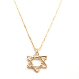 תליון מגן דוד עם שרשרת - זהב