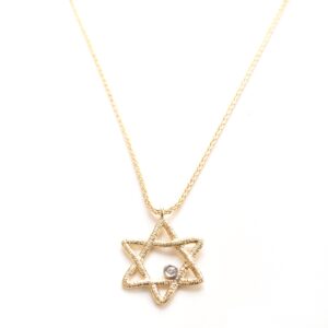 תליון מגן דוד עם יהלום ושרשרת - זהב