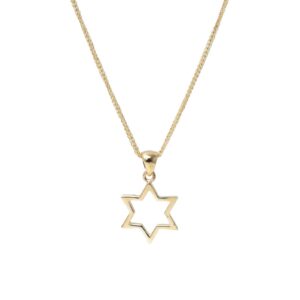 Star of David Pendant with Chain - 14K Gold