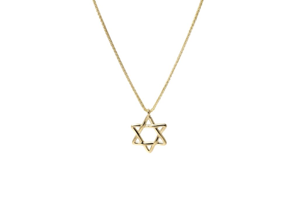 תליון מגן דוד מיוחד עם שרשרת - זהב
