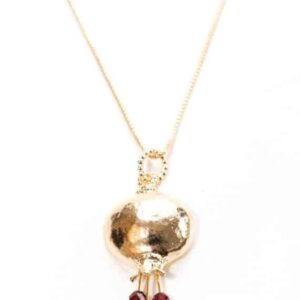 Necklace with gold plated pomegranate pendant - with stones