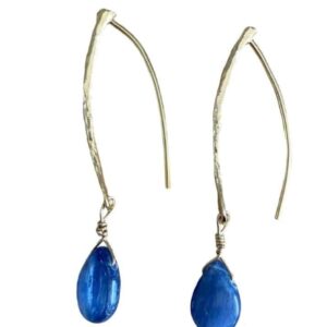 עגילים תלויים ציפוי זהב - עם אבן קיאנייט