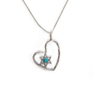 מגן דוד בלב עם טורקיז