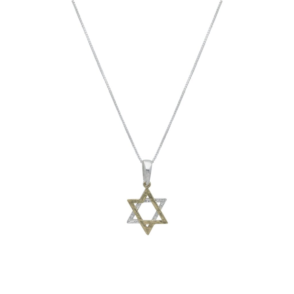 שרשרת עם תליון מצופה זהב - מגן דוד דו-טון