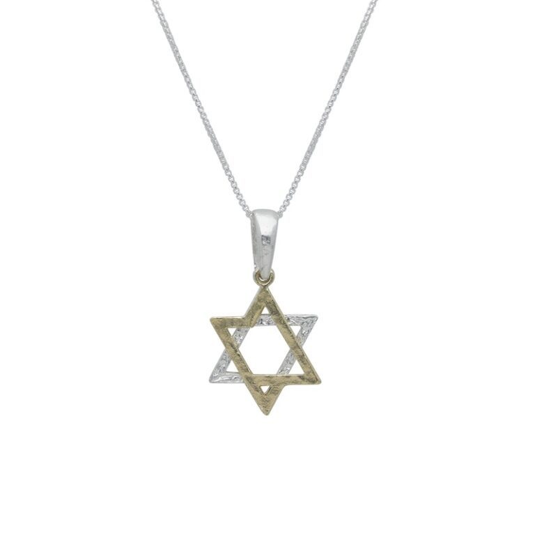 שרשרת עם תליון מצופה זהב - מגן דוד דו-טון