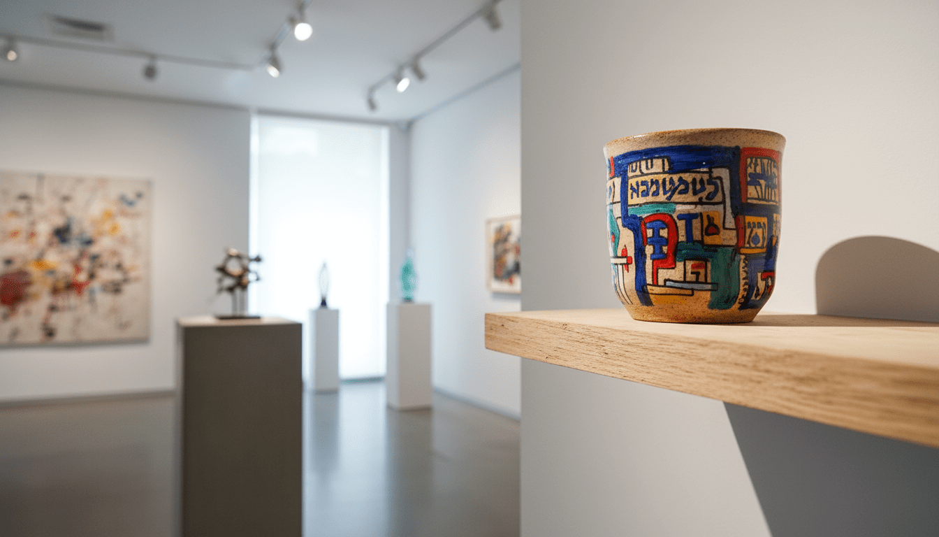 כוס קרמיקה בהדפס של ציור מהמוזיאון הישראלי