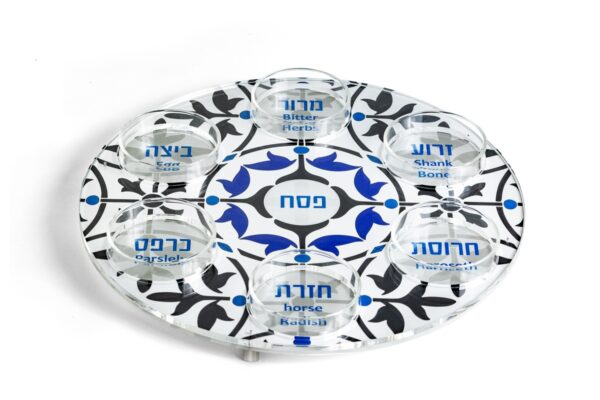 צלחת פסח - סמלים שחור לבן